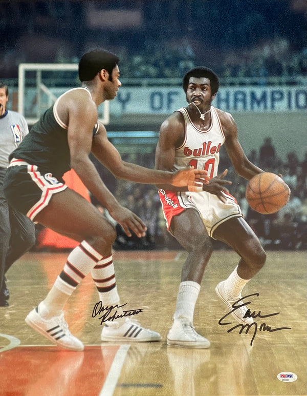 Oscar Robertson & Earl Monroe Autographed 16x20 Basketball Photo (PSA)