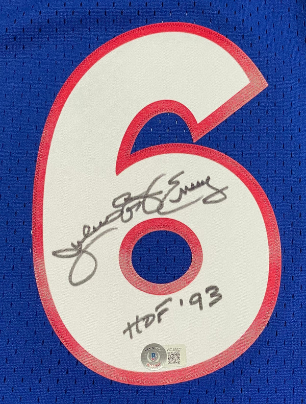 Julius Erving "HOF 93" Autographed Philadelphia 76ers Mitchell & Ness Blue Jersey (Beckett)