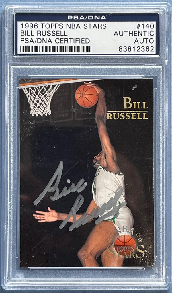 Bill Russell Autographed 1996 Topps NBA Stars Card (PSA)