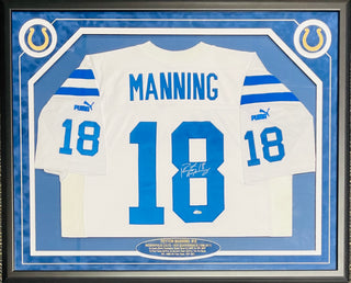 Peyton Manning Autographed Framed Indianapolis Colts Puma Jersey (UDA)