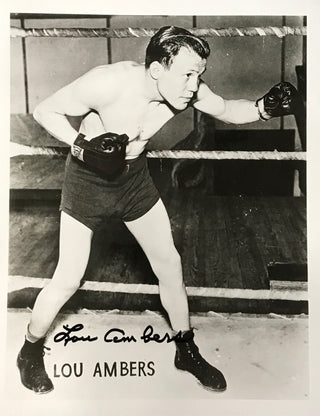 Lou Ambers Autographed Black & White 8x10 Boxing Photo