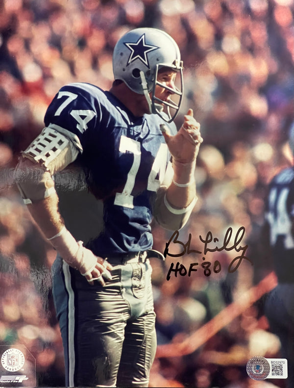Bob Lilly HOF 80 Autographed 8x10 Football Photo (Beckett)