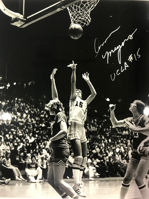 Ann Meyers Autographed Black & White 8x10 Basketball Photo