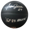 Sam Jones "HOF 83, NBA 50" Autographed Spalding Black Basketball (JSA)
