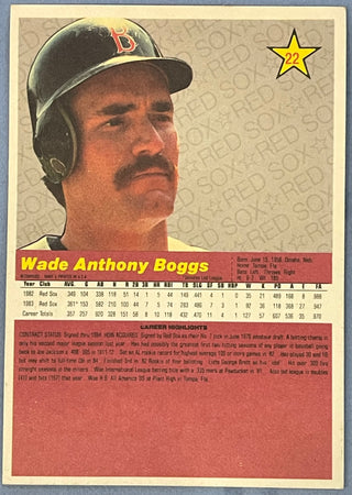 Wade Boggs Autographed 1984 Donruss 3x5 Baseball Card