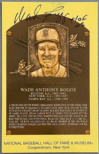 Wade Boggs Autographed Baseball Hall of Fame Plaque Postcard
