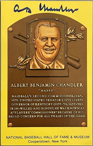 A.B. Chandler Autographed Hall of Fame Plaque Postcard