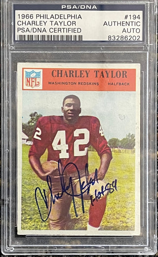 Charley Taylor Autographed 1966 Philadelphia Card (PSA)
