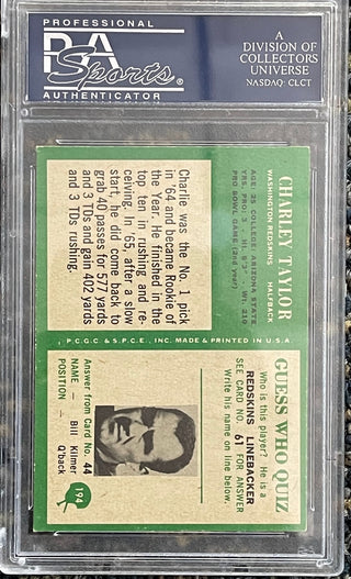 Charley Taylor Autographed 1966 Philadelphia Card (PSA)