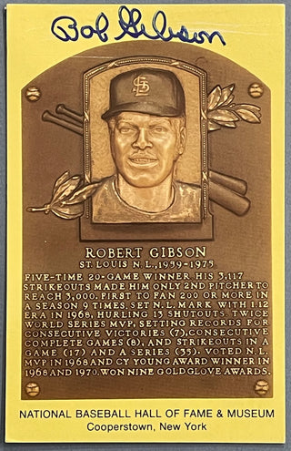 Bob Gibson Autographed Hall of Fame Plaque