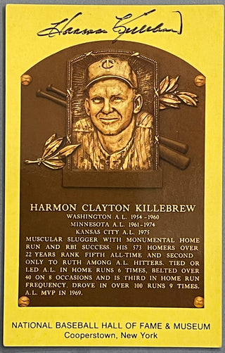 Harmon Killebrew Autographed Hall of Fame Plaque (JSA)