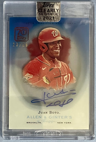 Juan Soto 2021 Clearly Authentic Allen and Ginter Blue Parallel Auto 23/25
