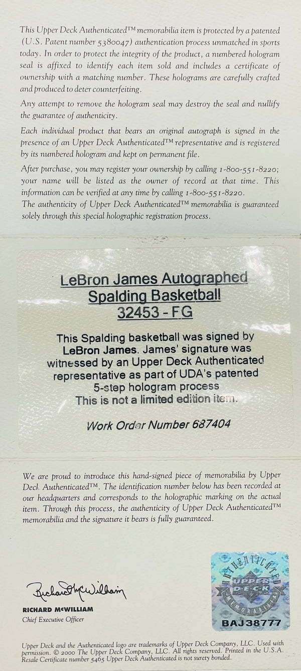 LeBron James Autographed Spalding Official Basketball (UDA) | Hollywood