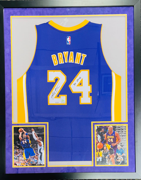 Kobe Bryant 5x Champs Autographed Framed Los Angeles Lakers Jersey (