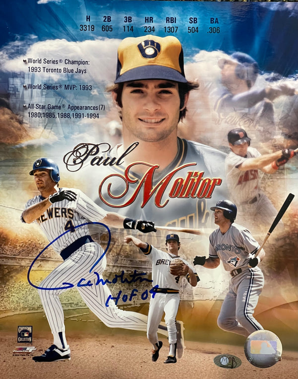 Paul Molitor Autographed 8x10 Baseball Photo (JSA)
