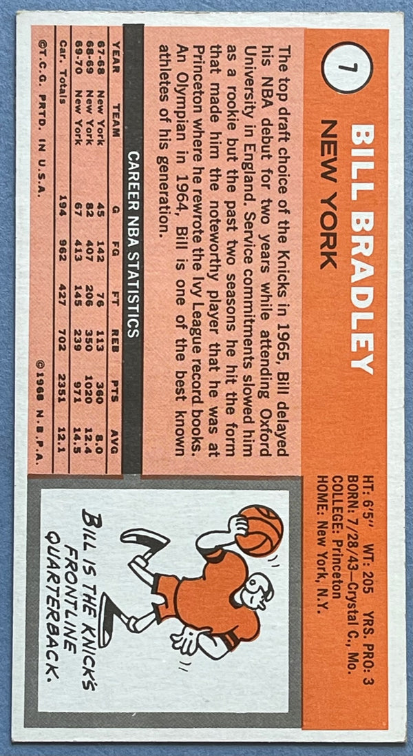 Bill Bradley Unsigned 1970-1971 Topps #7 Card