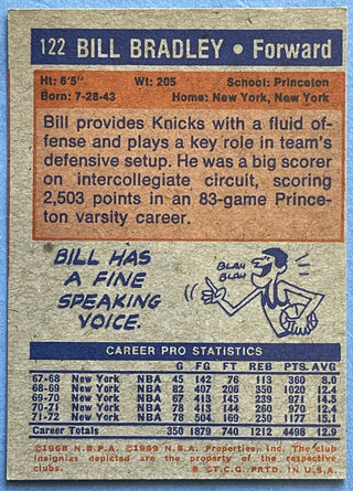 Bill Bradley Unsigned 1972-1973 Topps #122 Card