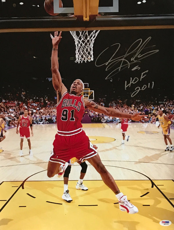 Dennis Rodman HOF 2011 Autographed 16x20 Photo (PSA)