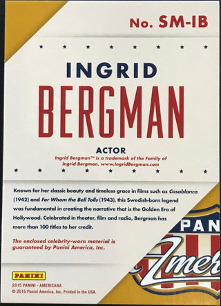 Ingrid Bergman Materials 2015 Panini Americana Card