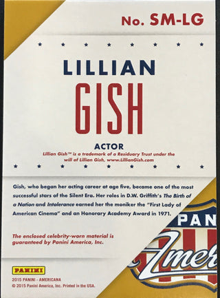 Lillian Gish Materials 2015 Panini Americana Card