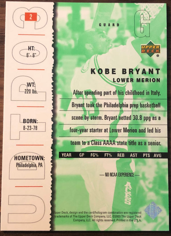Kobe Byrant 2003 Upper Deck Top Prospects Card