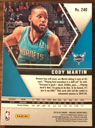 Cody Martin 2019-20 Panini Mosaic Rookie Card