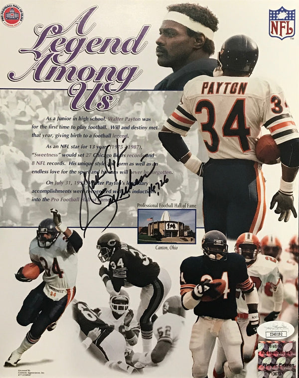 Walter Payton Autographed 8x10 Football Photo (JSA)