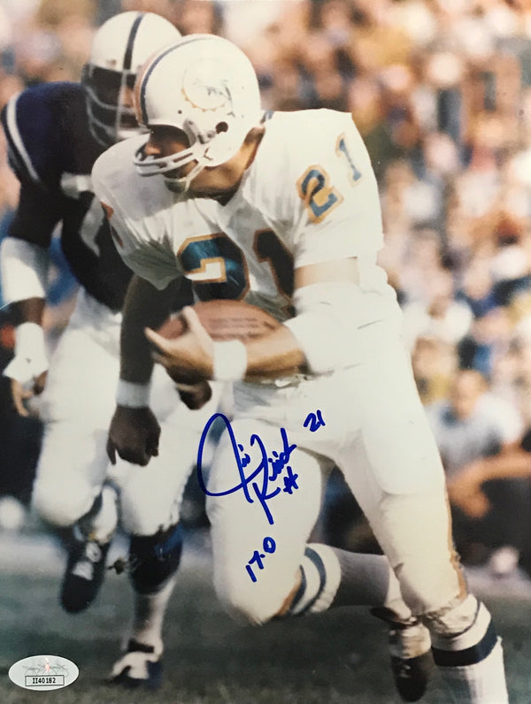 Jim Kiick Autographed 8x10 Football Photo (JSA)