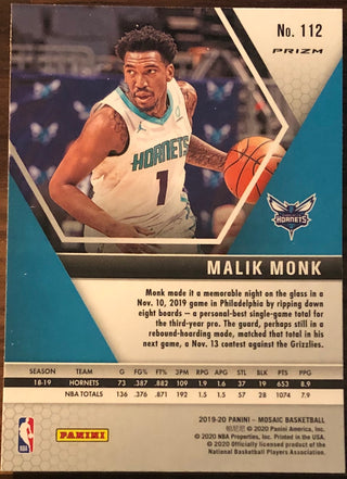Malik Monk 2019-20 Panini Mosaic Green Prizm Card