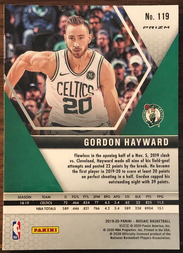 Gordon Hayward 2019-20 Panini Mosaic Green Prizm Card