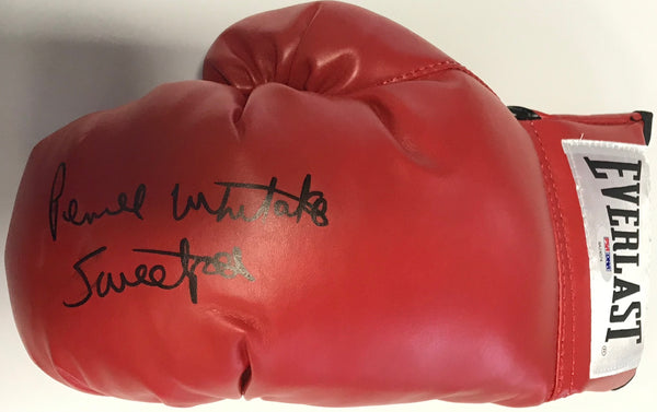 Pernell Whitaker Autographed Red Everlast Left Boxing Glove (PSA)