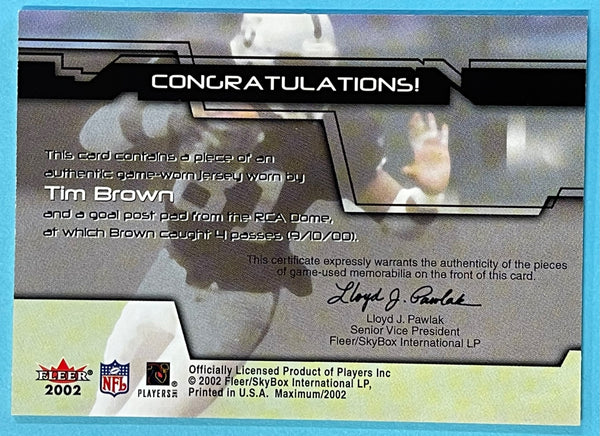 Tim Brown 2002 Fleer Maximum Jersey Card