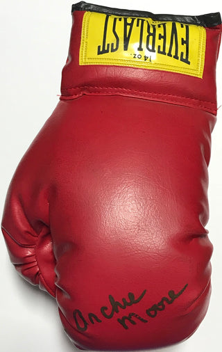 Archie Moore Autographed Red Everlast Left Boxing Glove