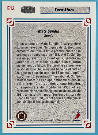 Mats Sundin Autographed 1991-92 Upper Deck Card #E13