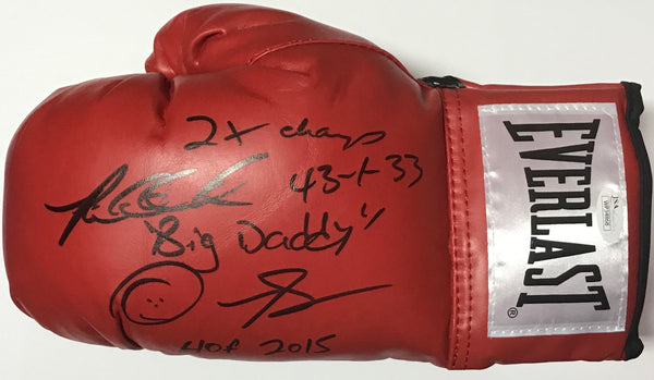 Riddick Bowe Autographed Multi Inscribed Red Everlast Left Boxing Glove (JSA)