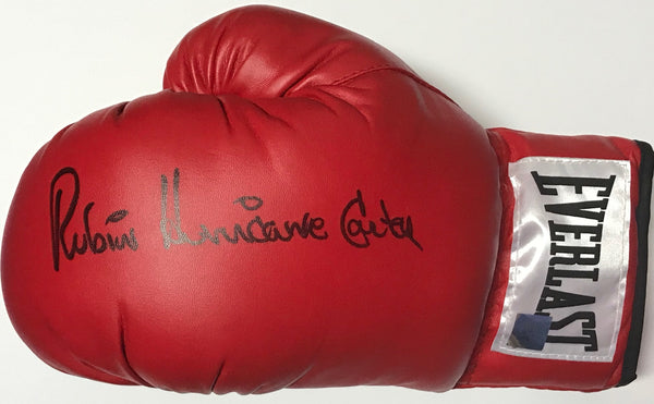 Rubin Hurricane Carter Autographed Red Everlast Left Boxing Glove