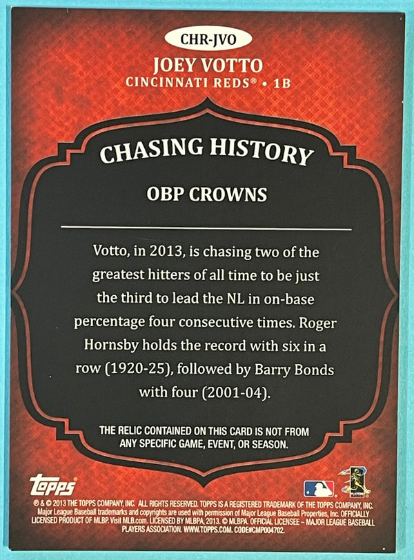 Joey Votto 2013 Topps Chasing History Game Used Jersey Card 45/99