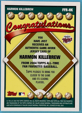 Harmon Killebrew 2004 Topps All Time Fan Favorites Game Worn Jersey Card