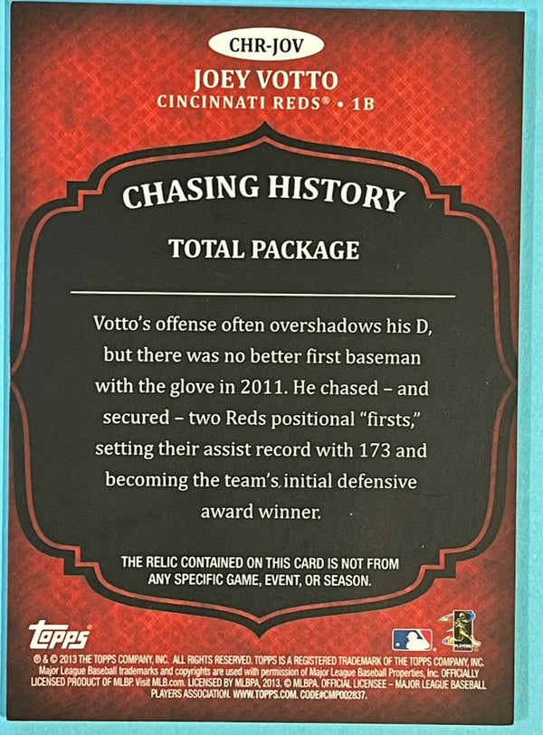 Joey Votto 2013 Topps Chasing History Game Used Jersey Card