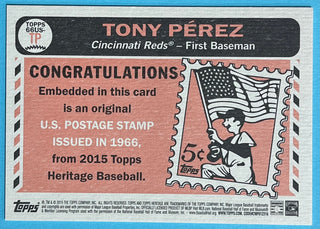 Tony Perez 2015 Topps Heritage Postage Stamp Card #50/50