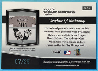 Magglio Ordonez 2002 Playoff Piece of the Game Game Used Jersey Card POG-51