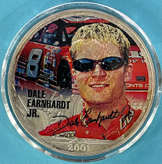 Dale Earnhardt Jr 2001 Colorized U.S. Silver Eagle Dollar .999 Pure Silver