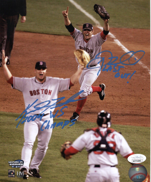 Keith Foulke / Doug Mientkiewicz Autographed 8x10 Photo Boston Red Sox (JSA)