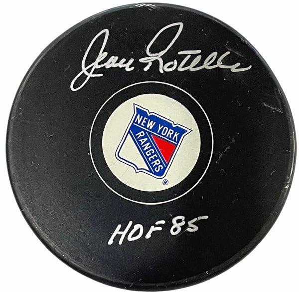 Jean Ratelle Autographed New York Rangers Puck (JSA)