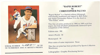 Bob Feller & Christopher Paluso Signed18x24 Artist Proof Lithograph 18/50 (JSA)