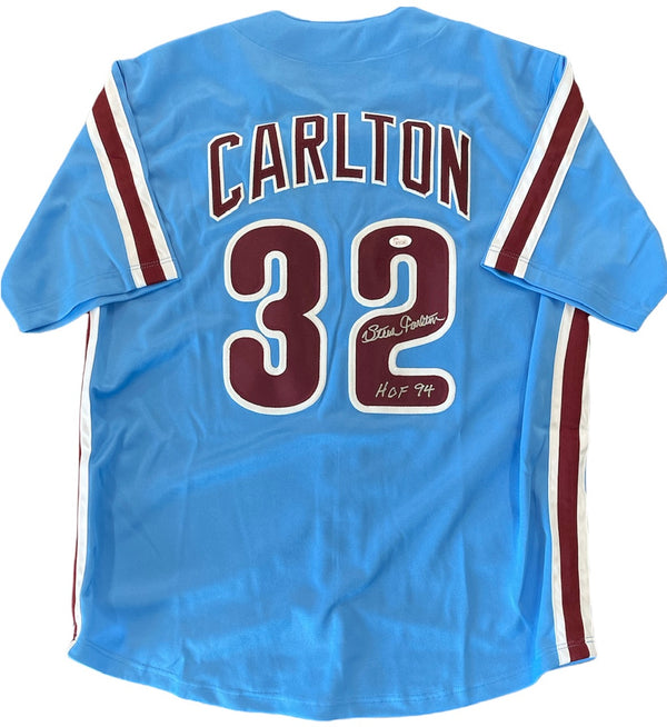 Steve Carlton Autographed Philadelphia Phillies Blue Jersey (JSA)