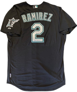 Hanley Ramirez Autographed 2009 Game Used Black Marlins Jersey