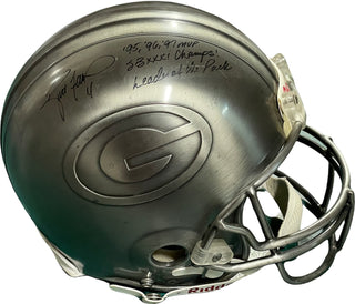 Brett Favre Autographed Green Bay Packers Pewter Helmet (Mounted)