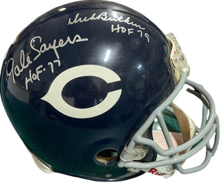 Dick Butkus "HOF 79" & Gale Sayers "HOF 77" Autographed Chicago Bears Authentic Helmet (Mounted)