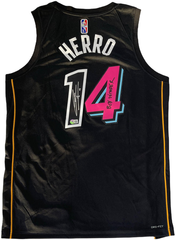 Tyler Herro Autographed Black Miami Heat Custom Jersey (JSA)